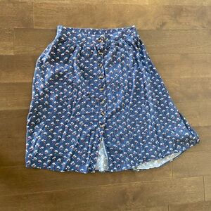 Block Print Button Detail Midi Skirt